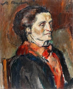 Madeleine Flaschner (1933-2022) - Óleo de mediados del siglo XX, Retrato de mujer