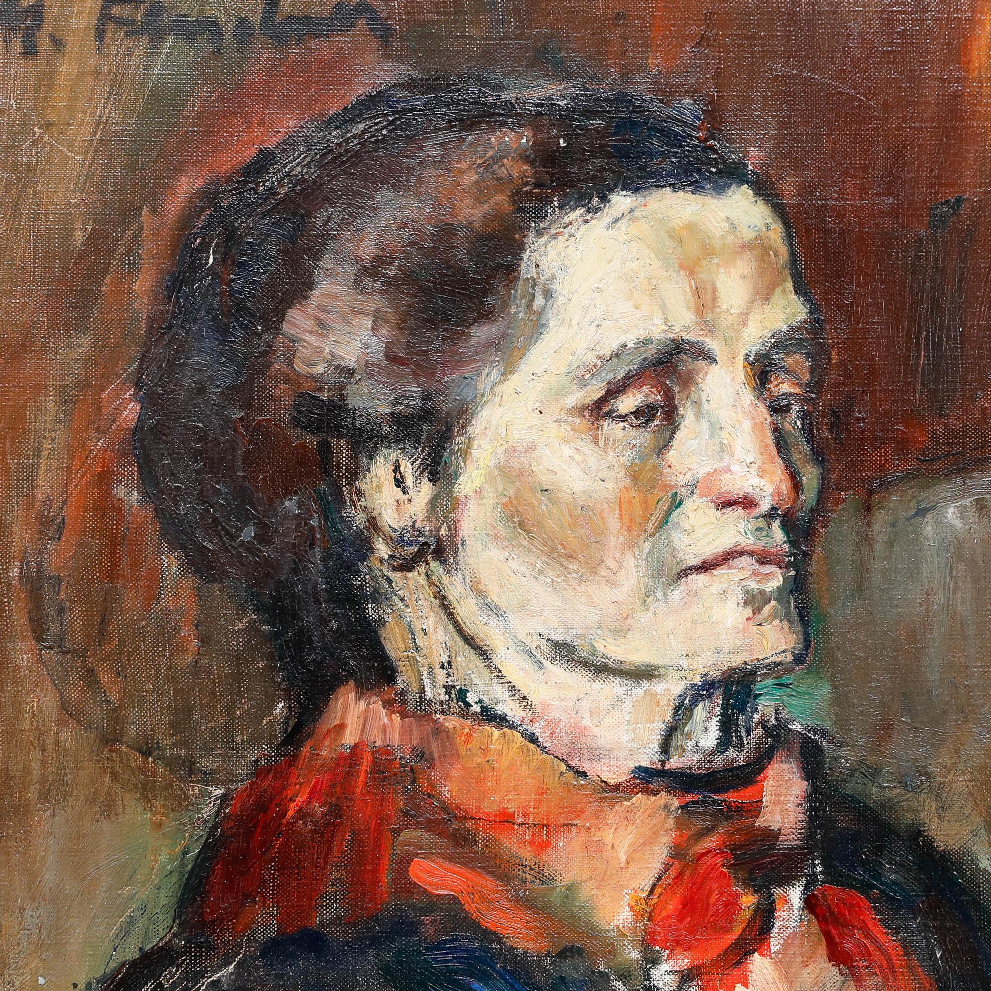 Madeleine Flaschner (1933-2022) - Mid 20th Century Oil, Portrait of a Woman For Sale 3