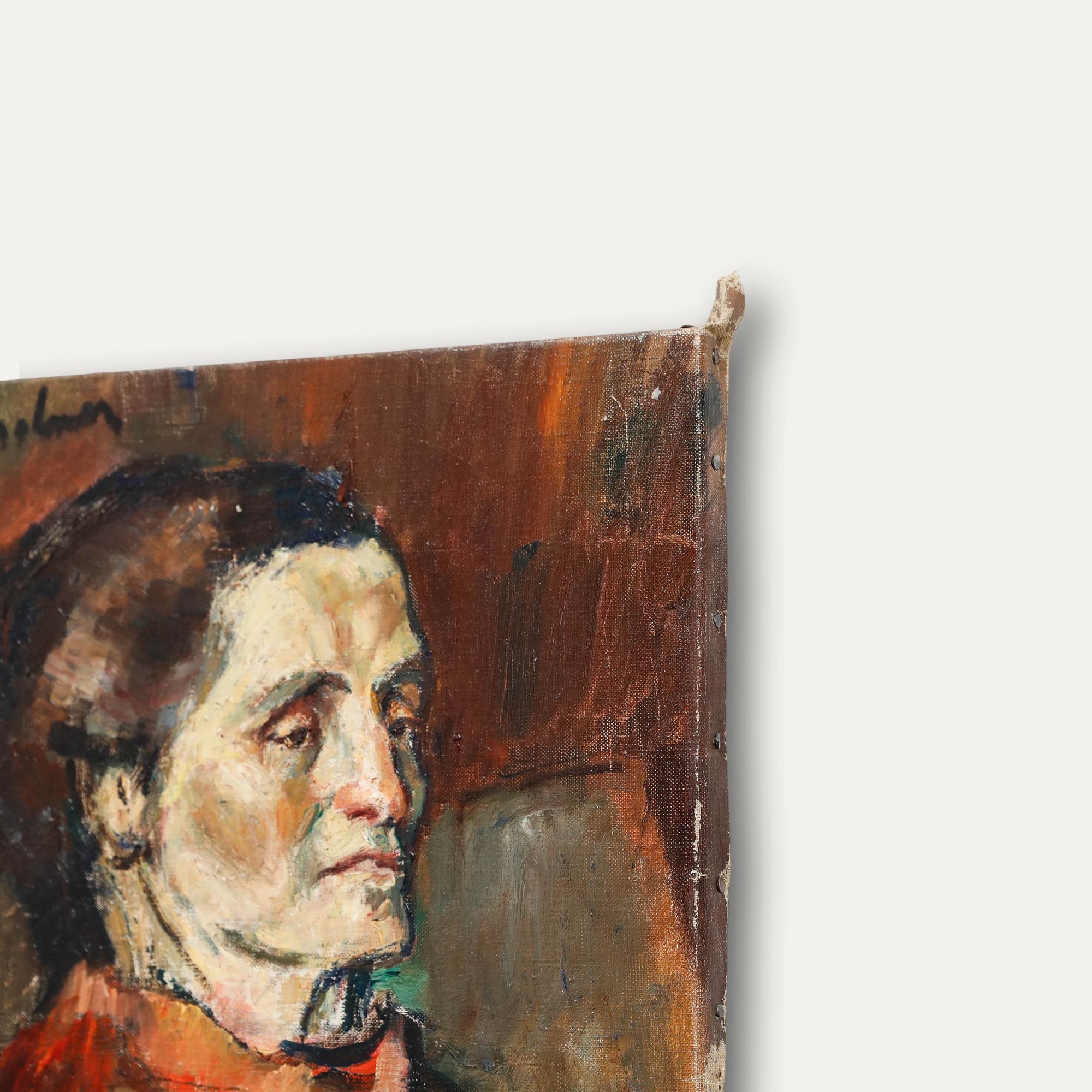 Madeleine Flaschner (1933-2022) - Mid 20th Century Oil, Portrait of a Woman For Sale 4