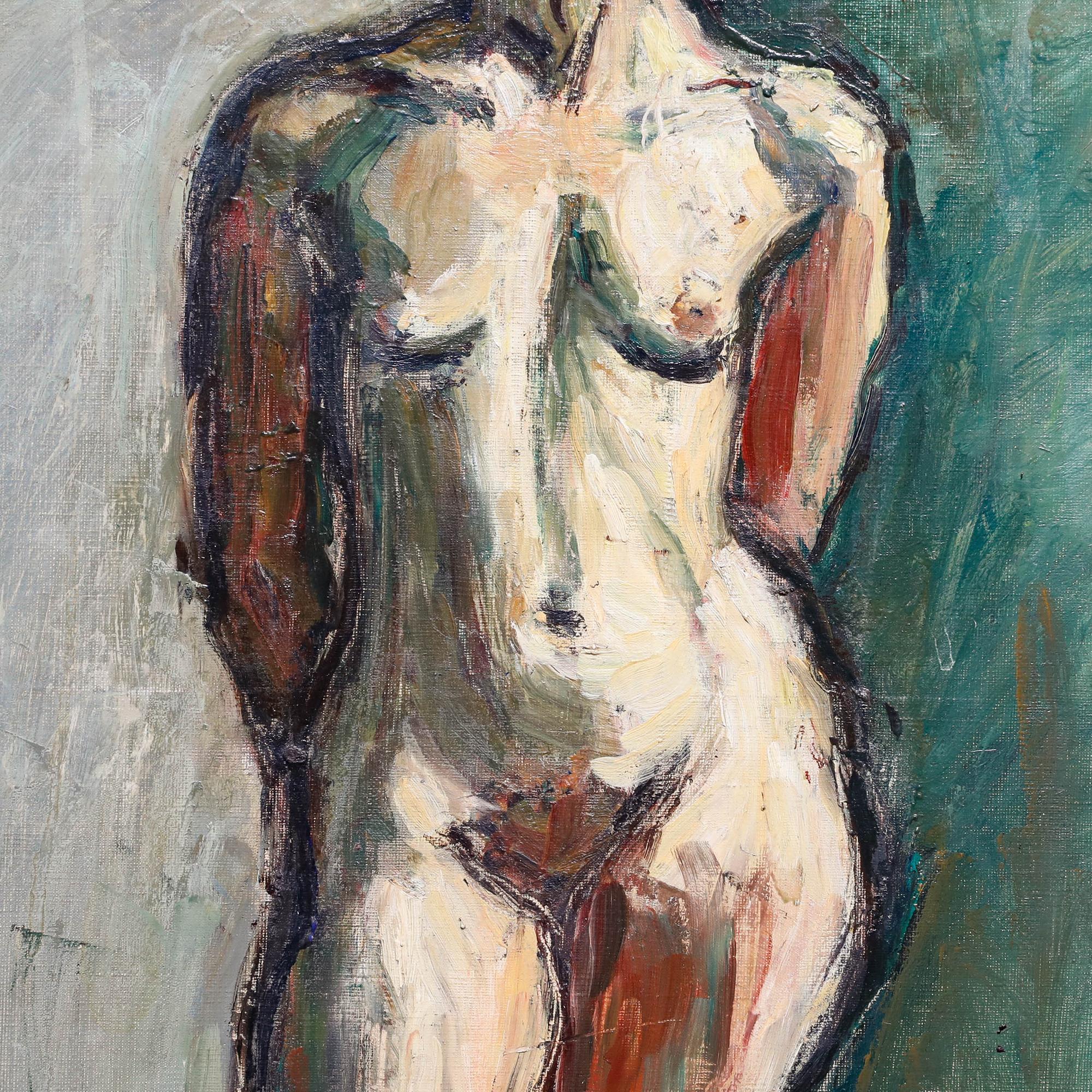 Madeleine Flaschner (1933-2022) - Mid 20th Century Oil, Standing Nude For Sale 3
