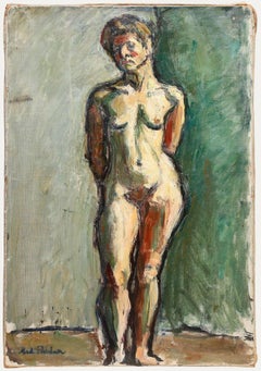 Madeleine Flaschner (1933-2022) - Mid 20th Century Oil, Standing Nude