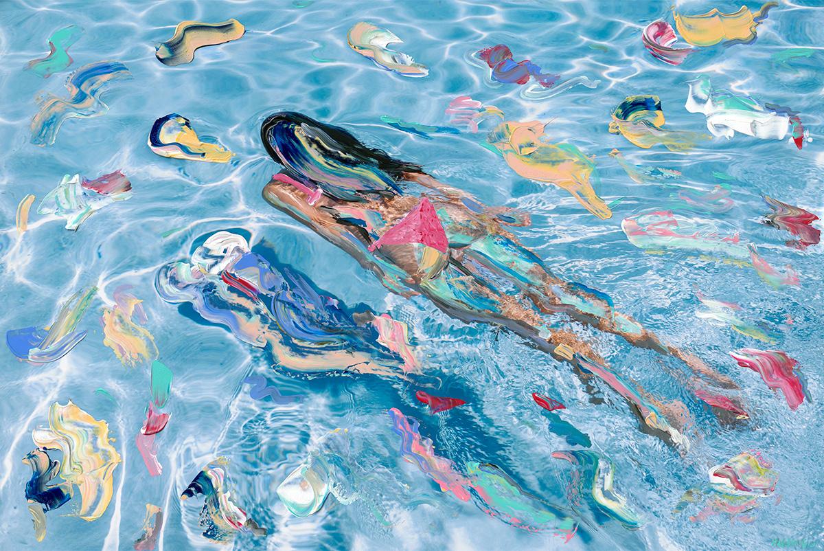 Color Photograph Madeleine Gross - Maillot de bain rose
