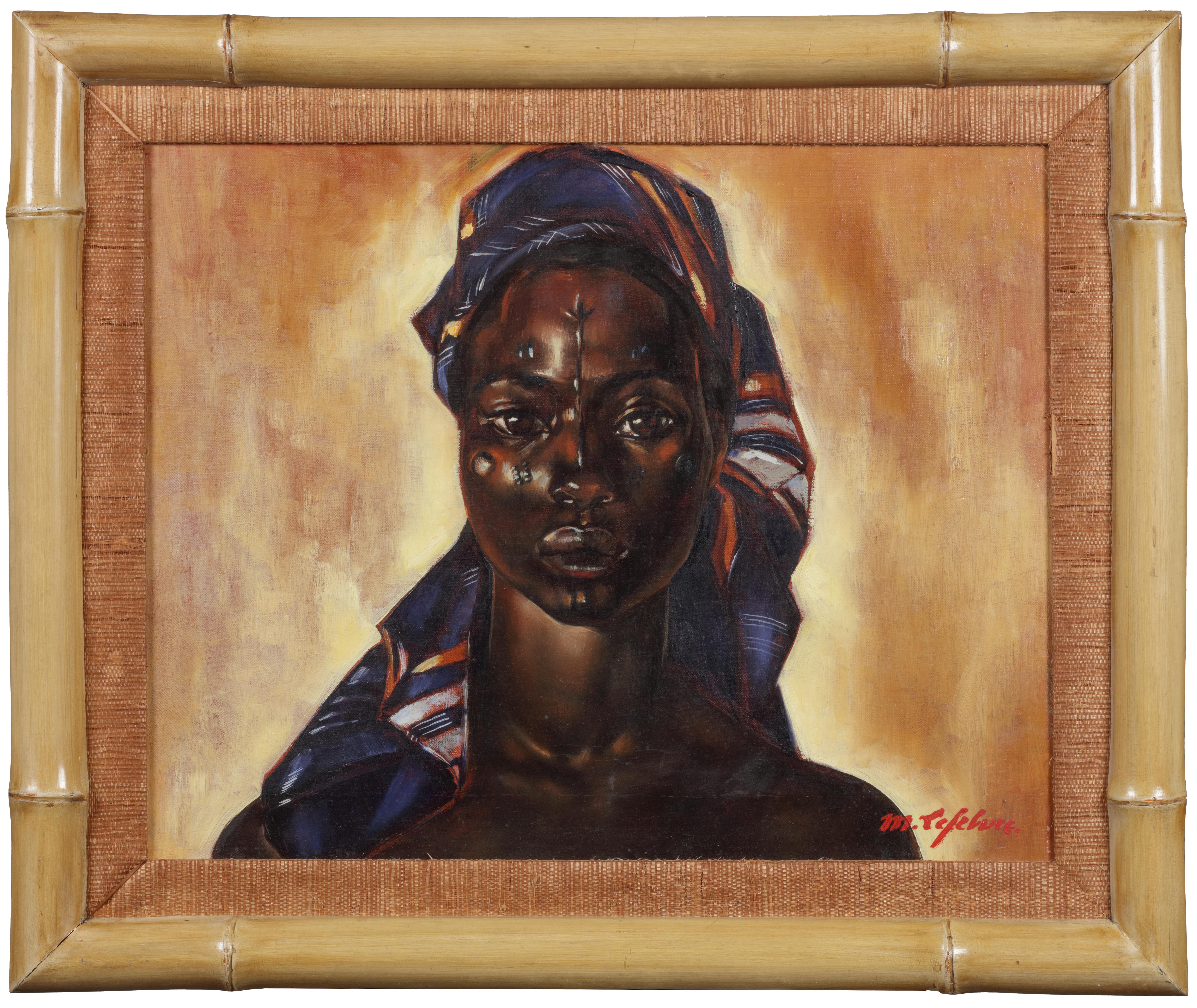 Madeleine Lefebvre  Portrait Painting - Portrait of an African Woman, La belle tatorié