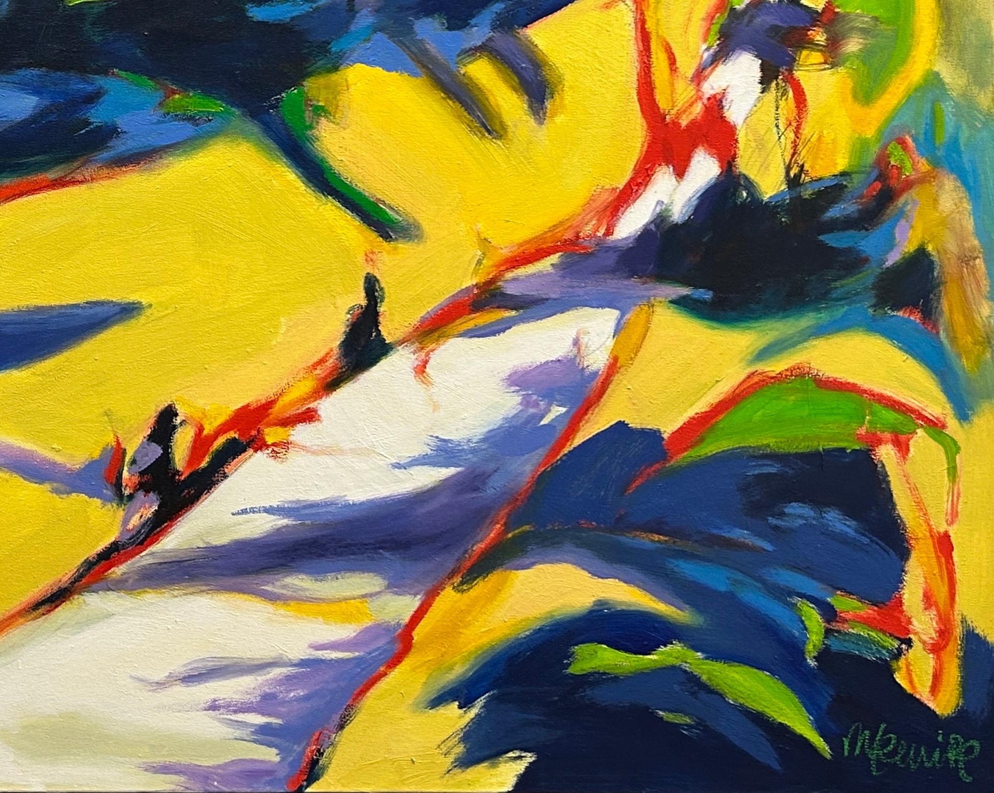Untitled - Yellow Abstract Painting by Madeleine Lemire