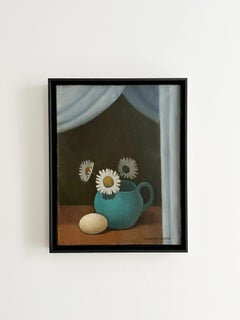 Madeleine LUKA (1894-1989), Daisies, eggs, still life, oil on canvas