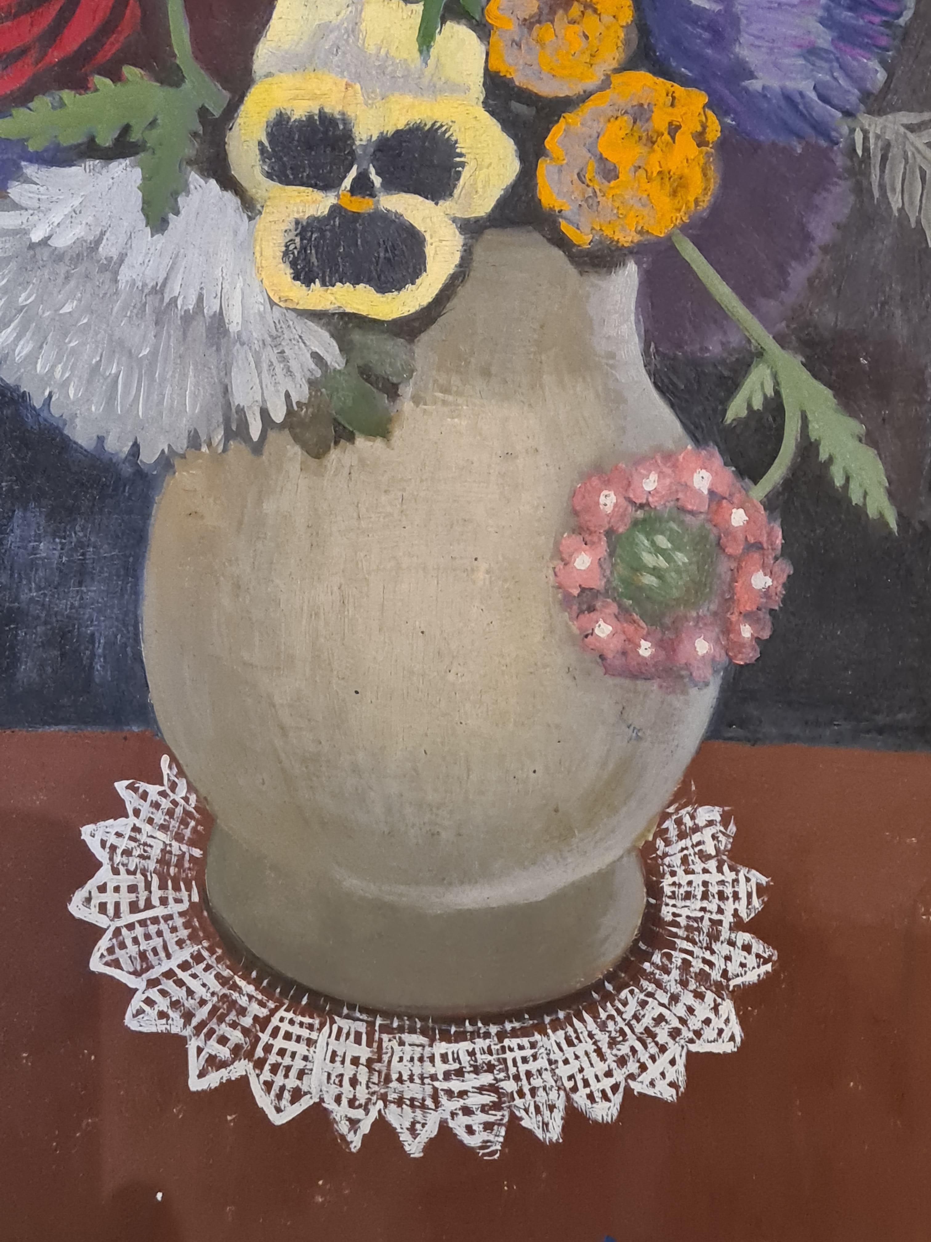 still life with bouquet and skull