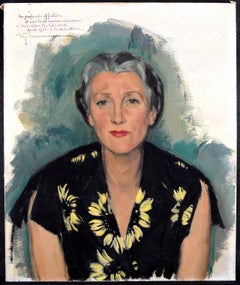 Portrait of a Lady - Mid 20th Century French Oil Painting Woman Female Artist