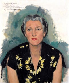Portrait of a Lady - Mid 20th Century French Oil Painting Woman Female Artist