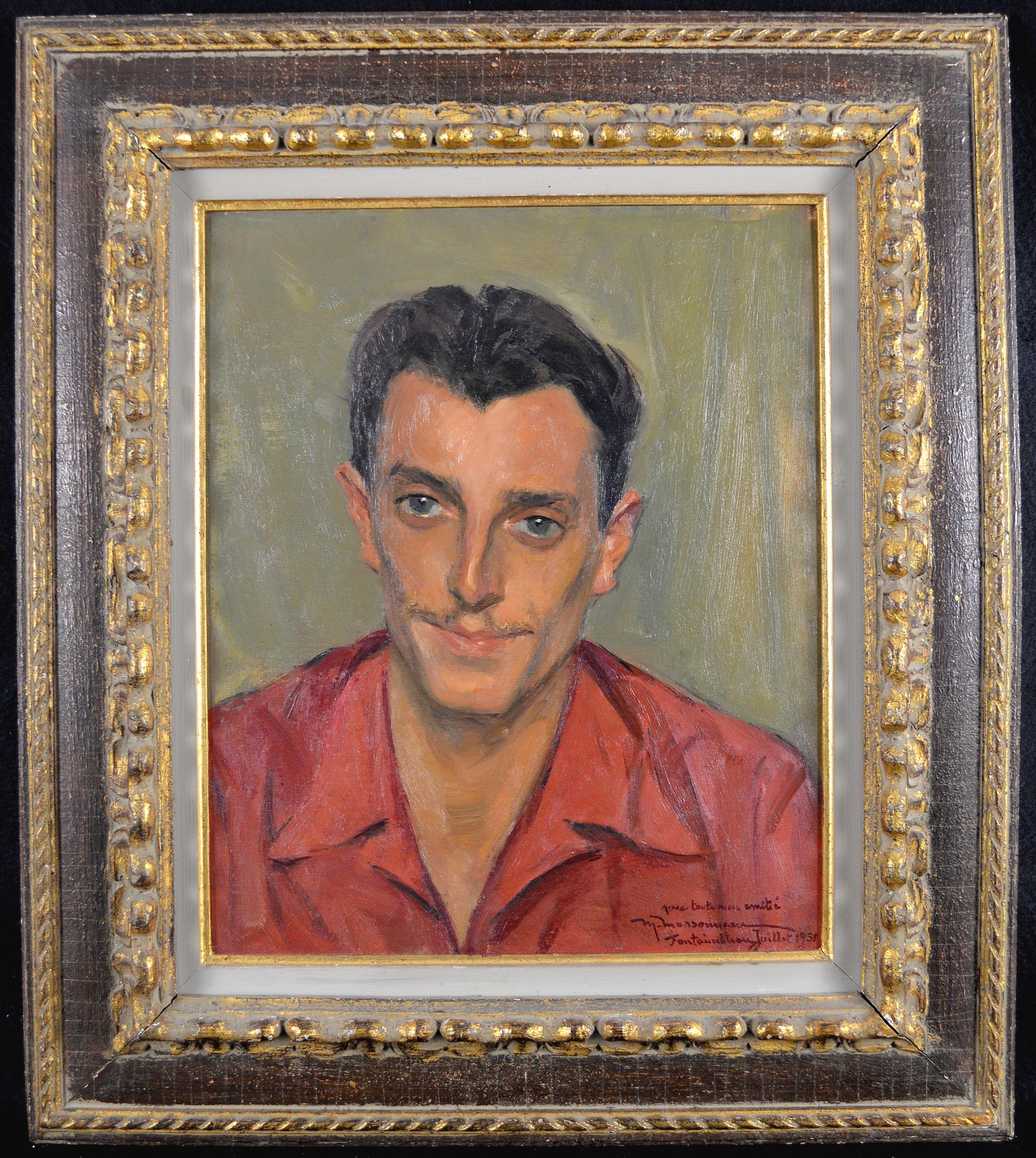 Portrait of a Young Man - Mid 20th Century Modern French Gentleman Oil Painting