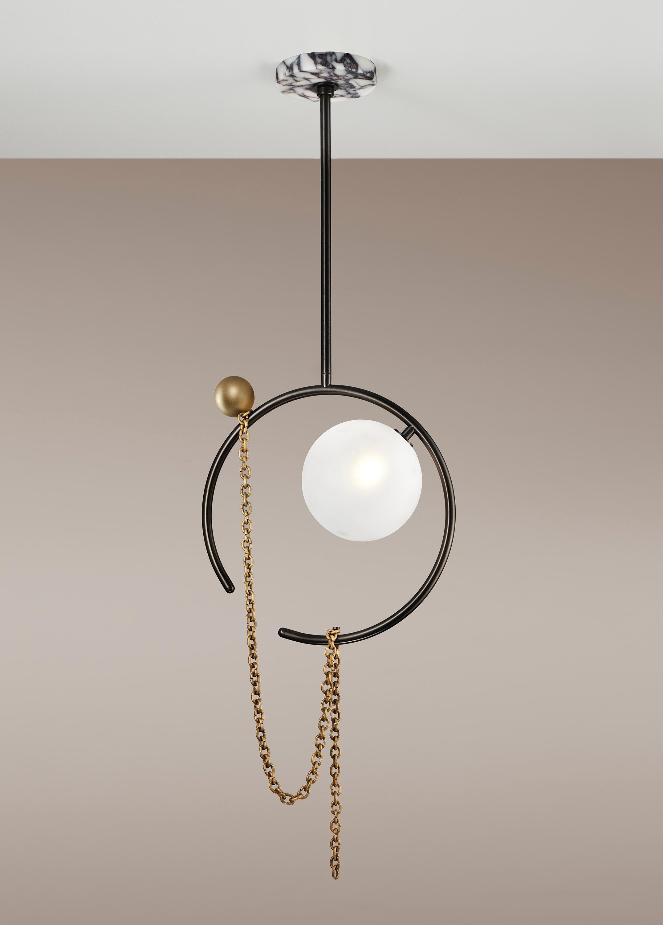 Modern MADELEINE Pendant in Brass, Bronze & Marble Emily Del Bello x Blueprint Lighting For Sale