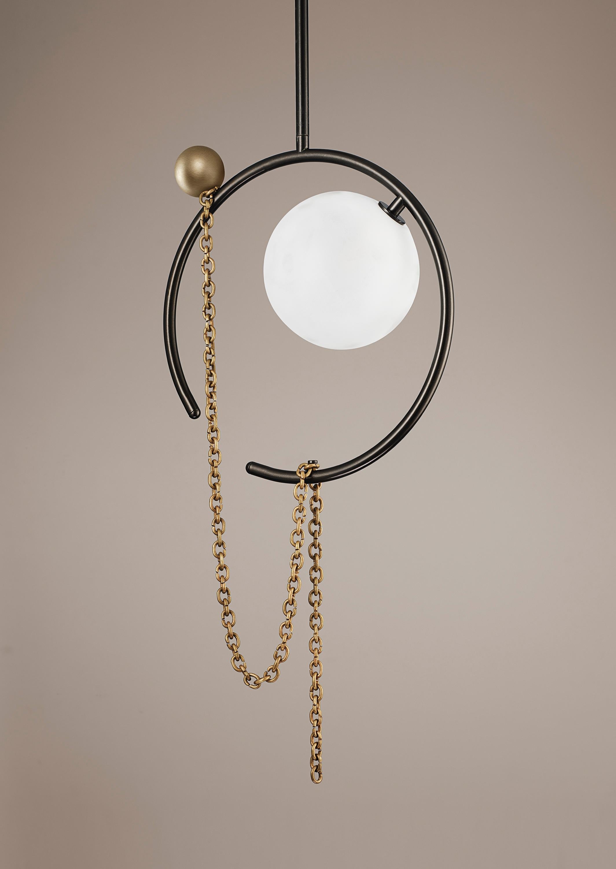 American MADELEINE Pendant in Brass, Bronze & Marble Emily Del Bello x Blueprint Lighting For Sale