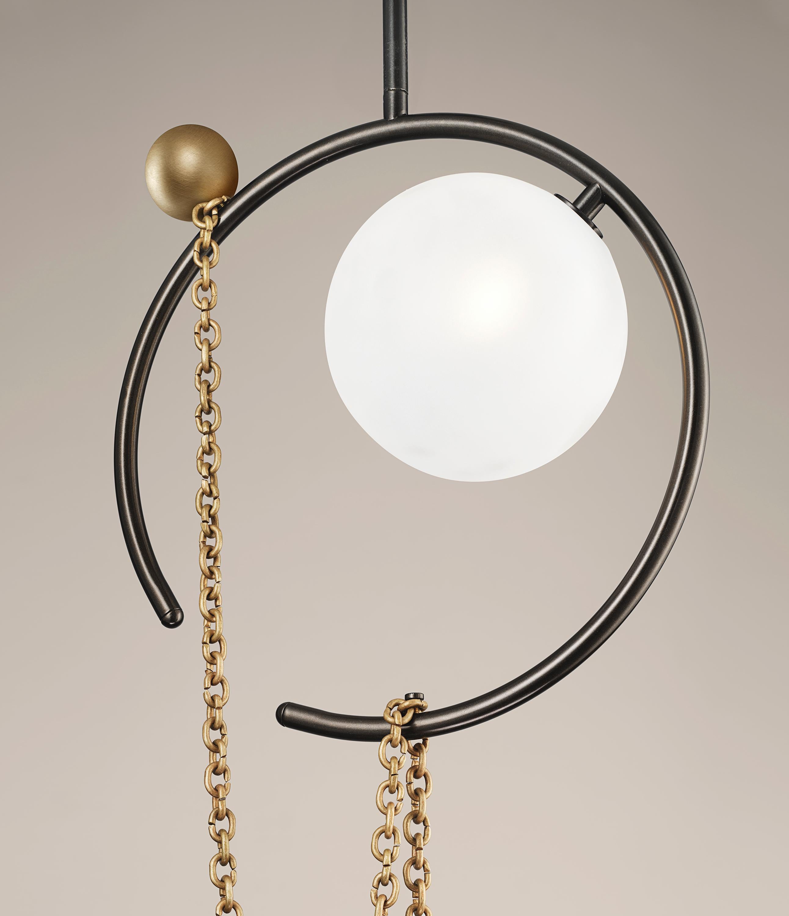 MADELEINE Pendant in Brass, Bronze & Marble Emily Del Bello x Blueprint Lighting In New Condition For Sale In New York, NY