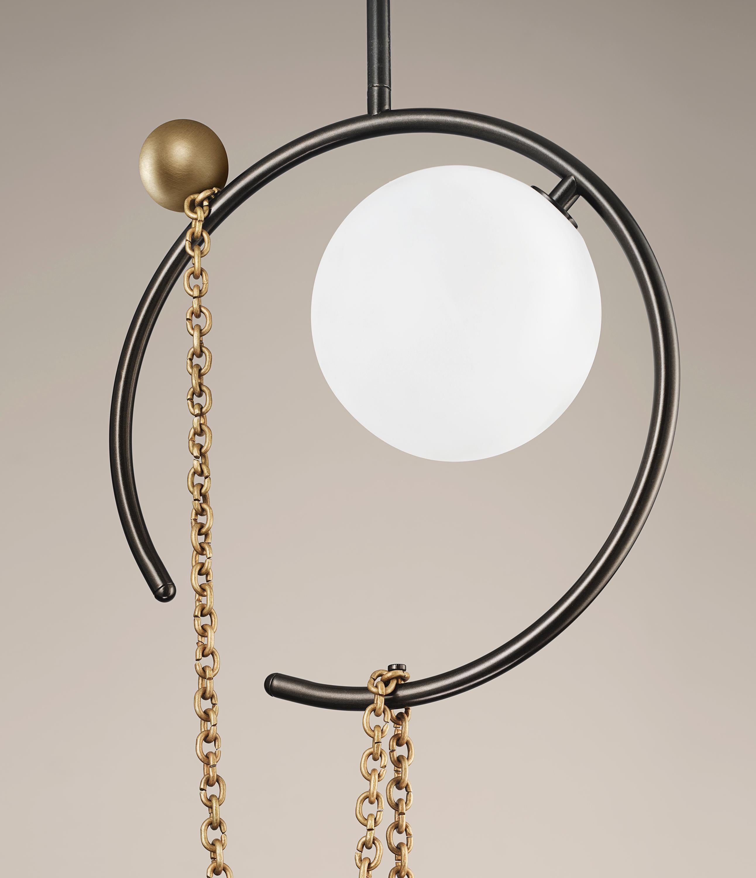 Contemporary MADELEINE Pendant in Brass, Bronze & Marble Emily Del Bello x Blueprint Lighting For Sale