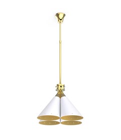 Madeleine Pendant Light in White with Copper Detail