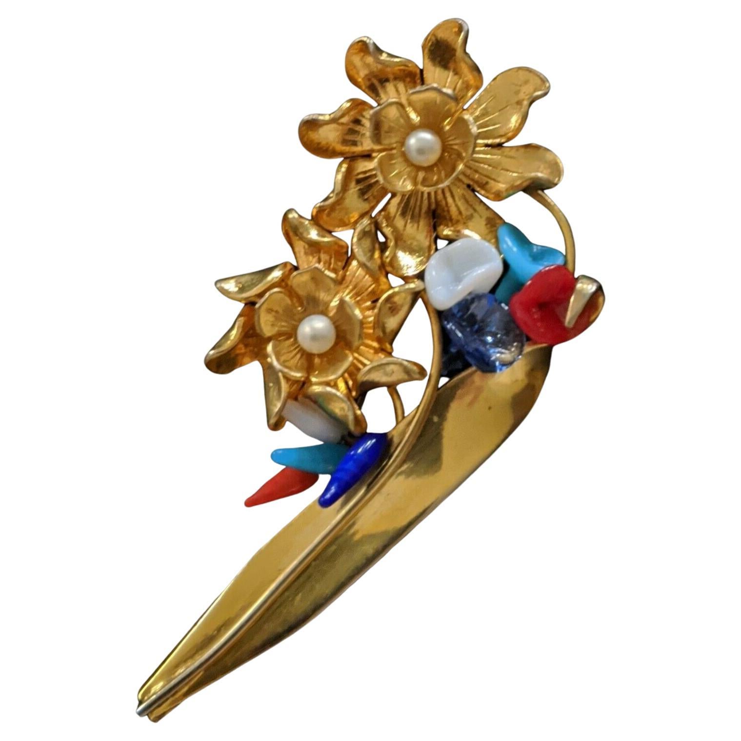 Madeleine RIVIÈRE par l'atelier de Louis ROUSSELET, broche ancienne, vintage années 30 en vente