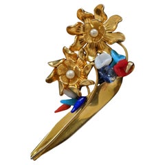 Madeleine RIVIÈRE by the workshop of Louis ROUSSELET, old brooch, Used 30s