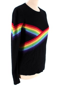 Madeleine Thompson Black Bebe Rainbow Cashmere Knit Jumper - Size Small