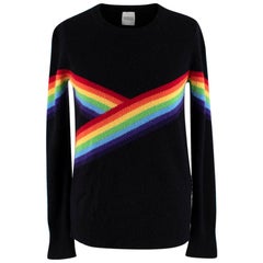 Madeleine Thompson Schwarz Bebe Regenbogen Kaschmir-Strickpullover - Größe Small