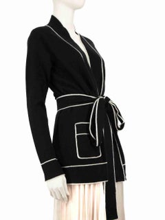 Madeleine Thompson Black Cashmere Belted Cardigan Size L
