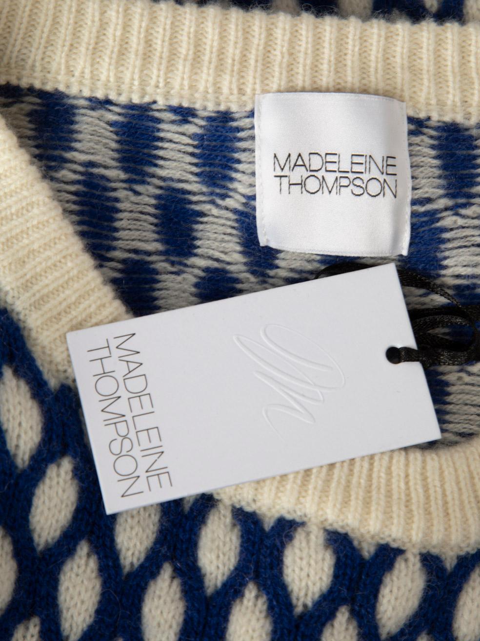 Madeleine Thompson Pull en tricot de laine bleu et blanc Taille M Pour femmes en vente