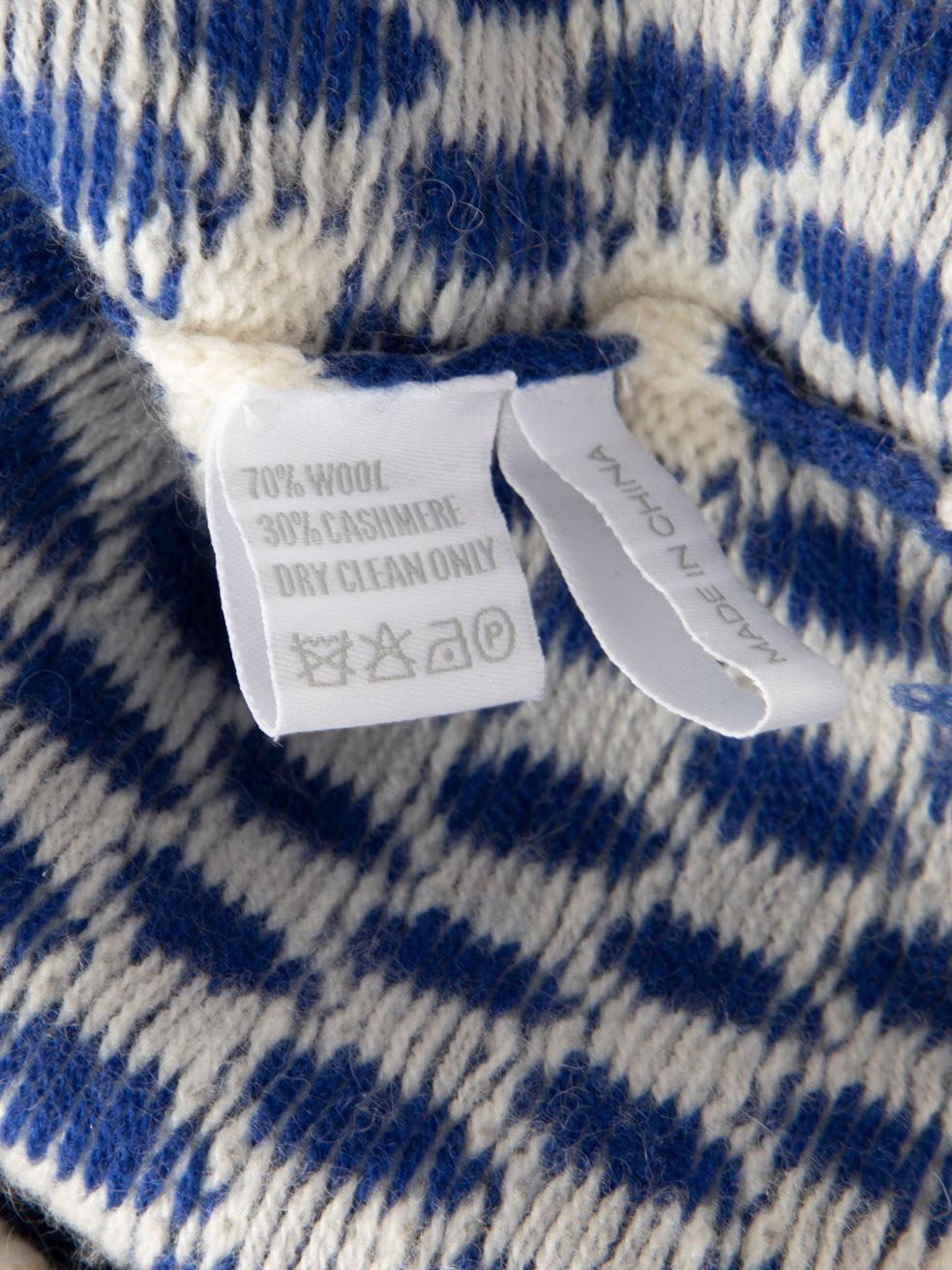 Madeleine Thompson Pull en tricot de laine bleu et blanc Taille M en vente 1