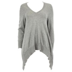 Madeleine Thompson Grey Cashmere Drape Hem Knit Top Size S