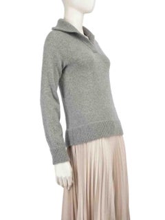Madeleine Thompson Grey Cashmere V-Neck Jumper Size M
