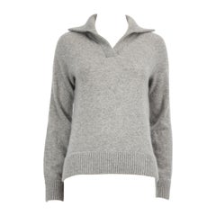 Madeleine Thompson Grey Cashmere V-Neck Jumper Size M