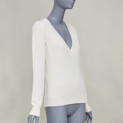MADELEINE THOMPSON Nolte 100% cashmere cream V neck long sleeve sweater M