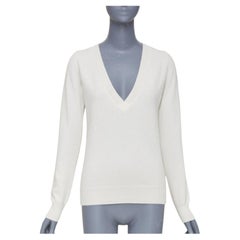 MADELEINE THOMPSON Nolte 100% cashmere cream V neck long sleeve sweater M