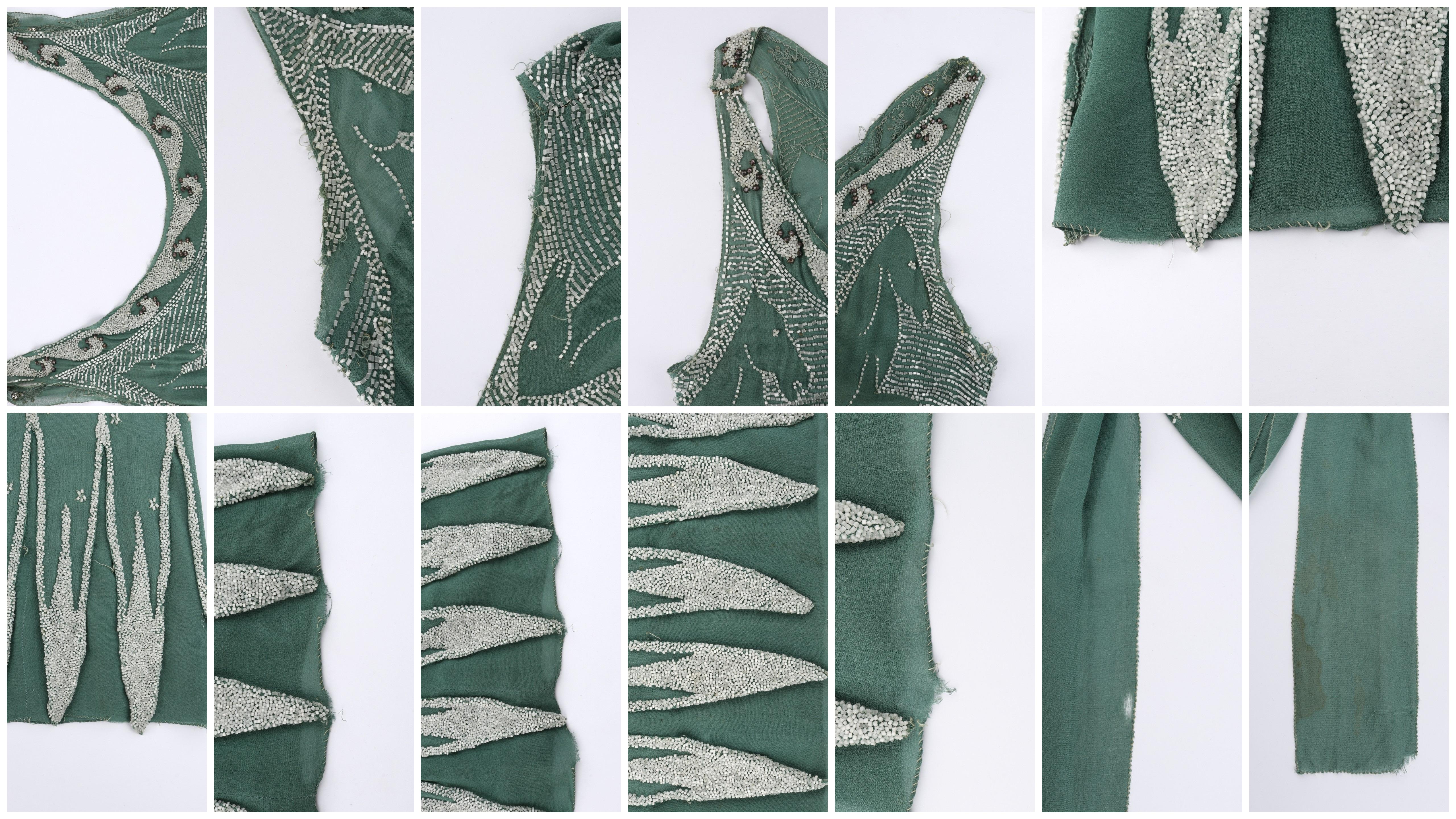 MADELEINE VIONNET c.1924 “Little Horses” Soft Green Glass Beaded Flapper Dress For Sale 4