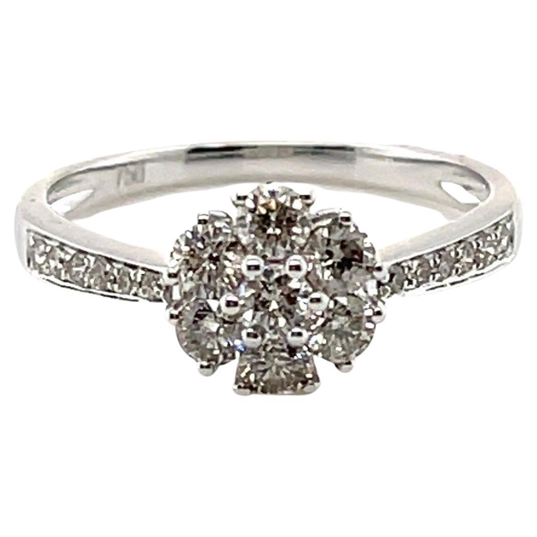 'Madeline' 18CT White Gold Diamond Engagement Cluster Ring For Sale