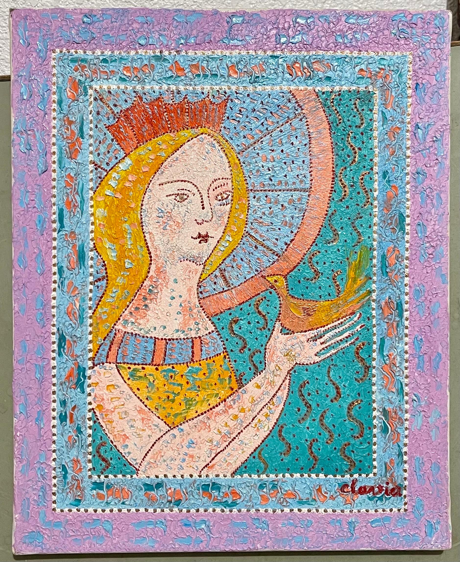 Art populaire français fantaisiste, naïf, peinture à l'huile Madeline Marie Christine Clavier en vente 6