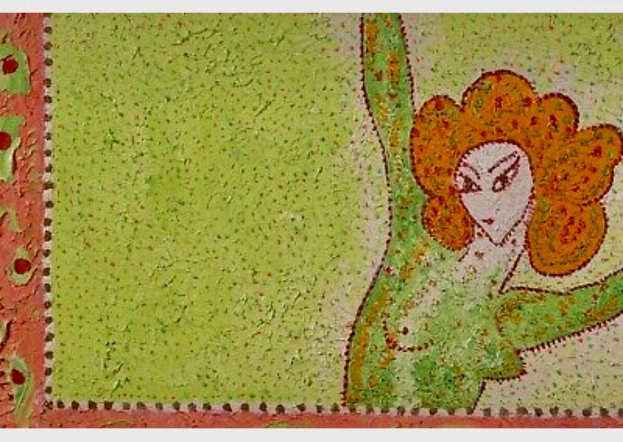 Skurrile französische Volkskunst, naiv, Ölgemälde  Marie Christine Clavier: „Clavier“ von Celine Marie Christine – Painting von Madeline Christine Clavier