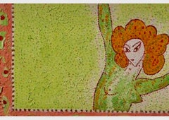 Whimsical French Folk Art, Naive, Oil Painting  Madeline Marie Christine Clavier