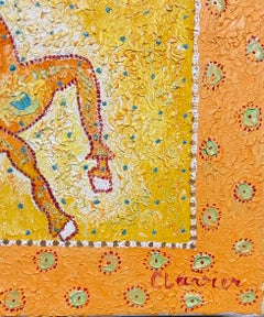 Whimsical French Folk Art, Naive, Oil Painting Madeline Marie Christine Clavier