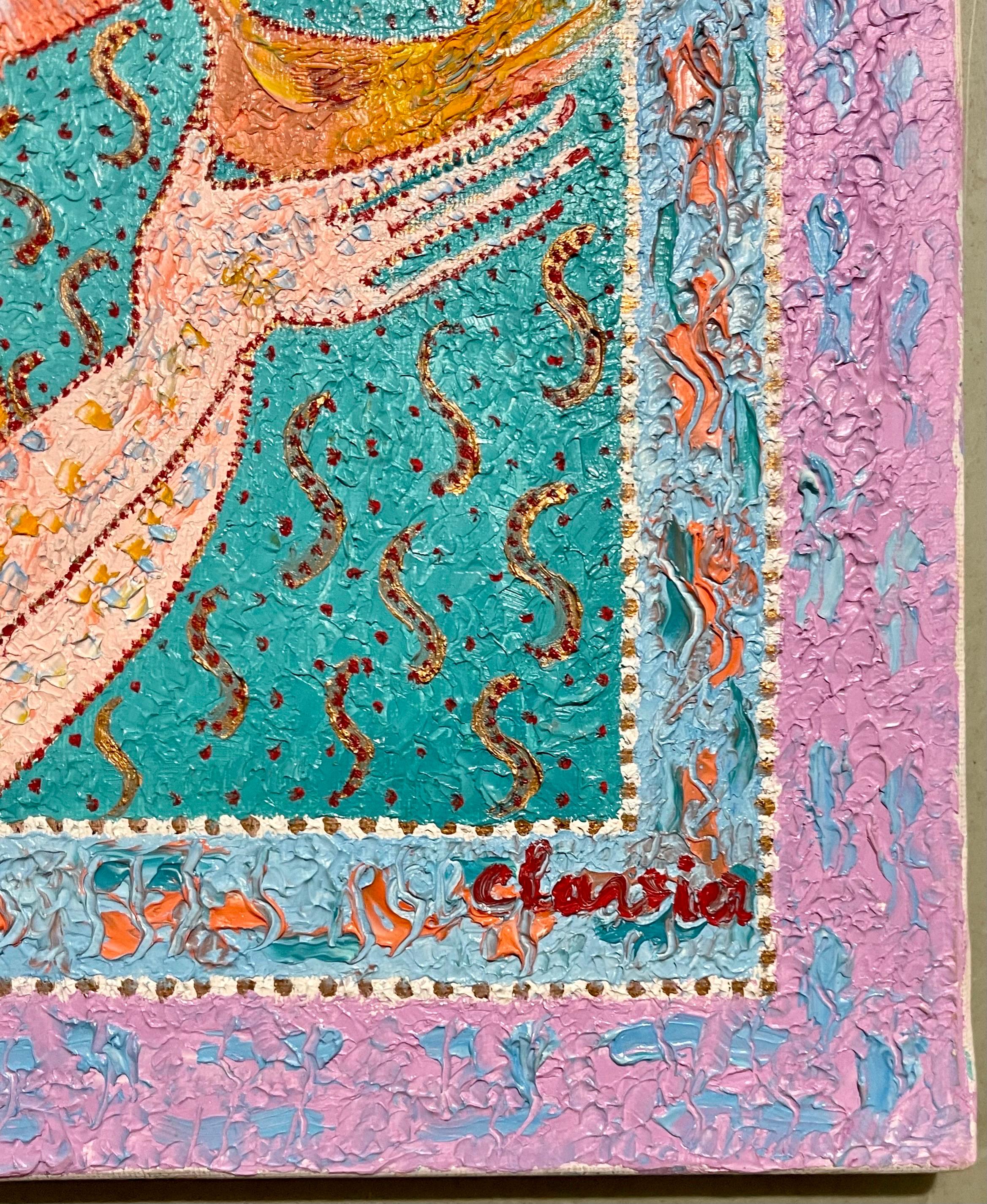 Art populaire français fantaisiste, naïf, peinture à l'huile Madeline Marie Christine Clavier en vente 1