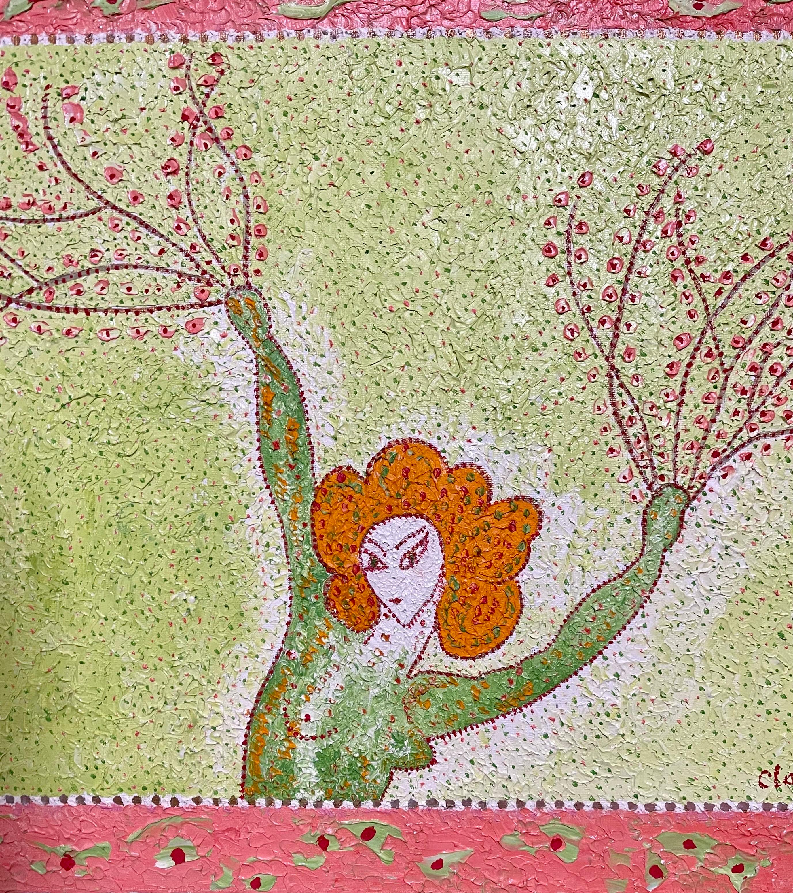 Arte popular francés caprichoso, ingenuo, pintura al óleo  Madeline Marie Christine Clavier en venta 4