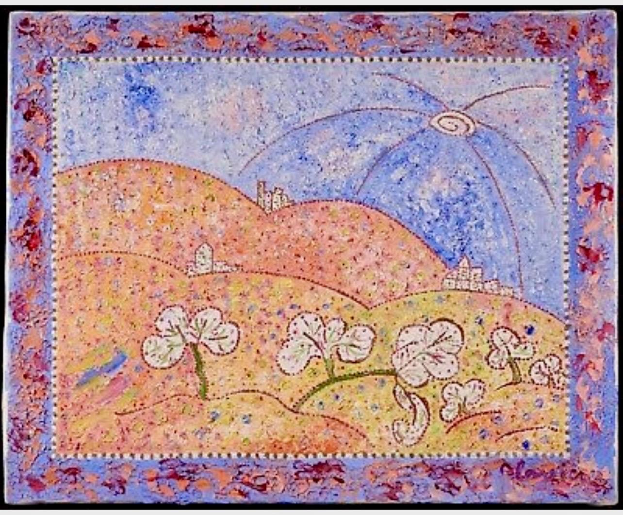 Art populaire français fantaisiste, naïf, peinture à l'huile  Madeline Marie Christine Clavier