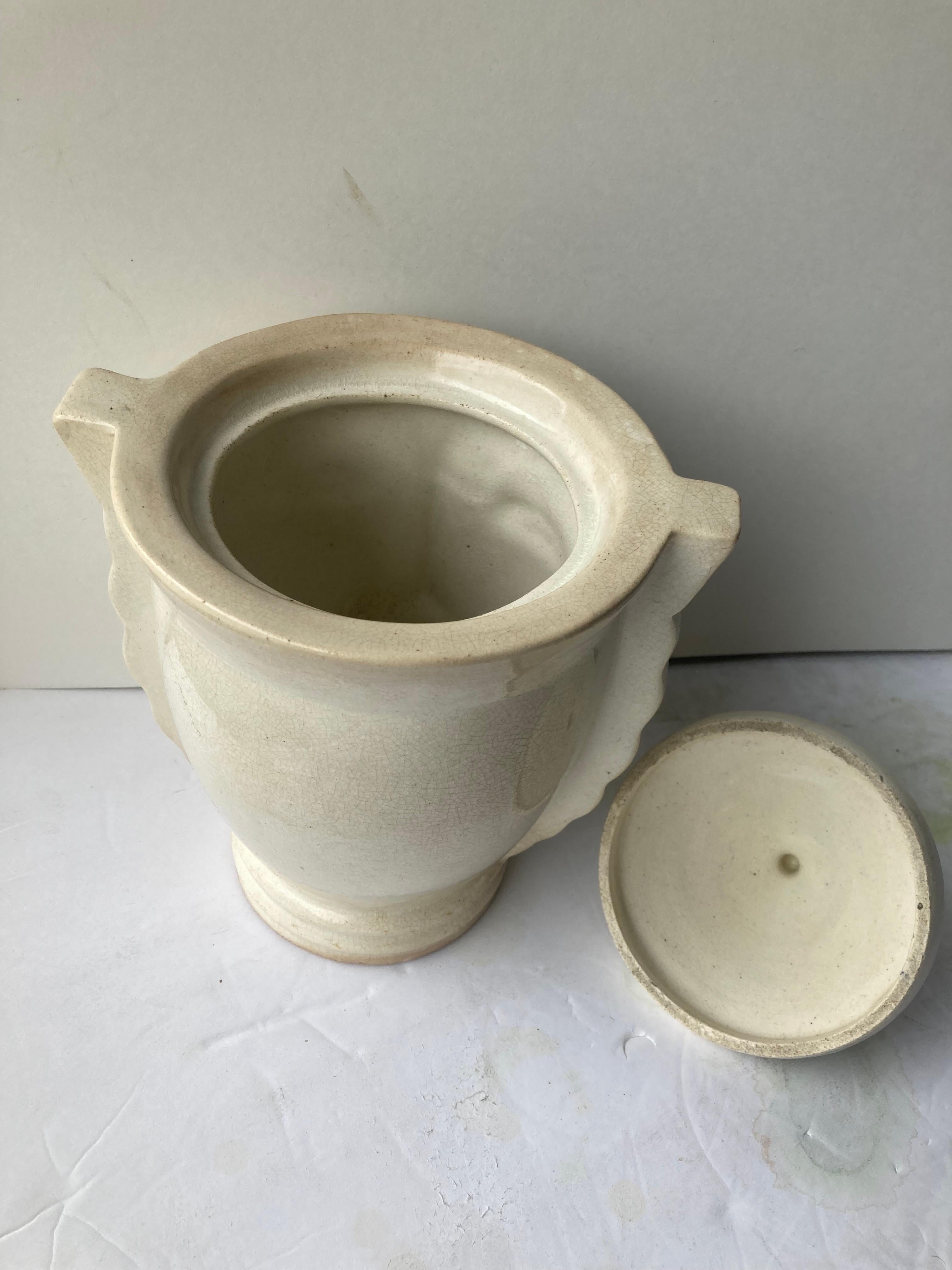 French Madeline 'Madeleine' Sougez, Deco, Ceramic/Pottery Covered Jar, for Primavera For Sale