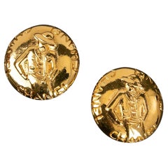 Vintage "Mademoiselle" Chanel Earrings Featuring the Silhouette of Coco Chanel