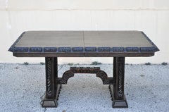 Maderas De Santa Barbara Gothic Carved Wood Elvis Jungle Room Style Dining Table