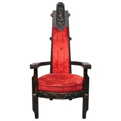 Vintage Maderas De Santa Barbara Gothic Revival Elvis Jungle Room Style Throne Armchair
