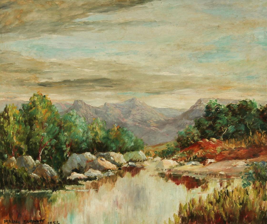 Madge Burnett - Signed and Framed 1952 Oil, South African Landscape 1