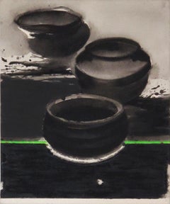 Vasi, Acrilico e Pigmento su Tela, (Set di 2) Nero, Verde, Grigio "In magazzino"