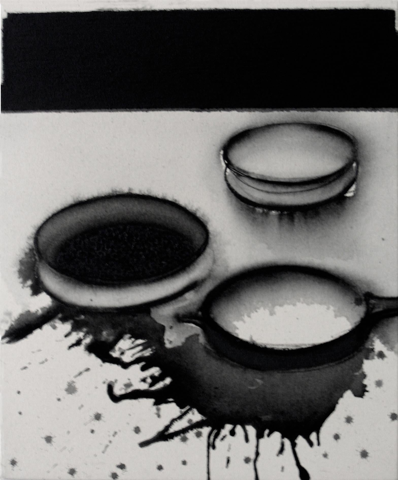Töpfe, Acryl und Pigment auf Leinwand, (Set von 2) Schwarz, Grün, Grau „Auf Lager“ (Zeitgenössisch), Painting, von Madhu Basu