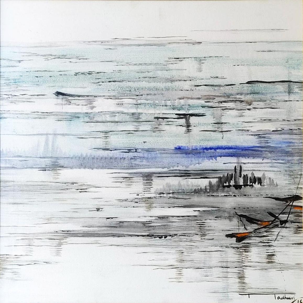 Madhuri Bhaduri Interior Painting - Untitled, Mixed Media on Canvas, Black, Blue by Contemporary Artist "In Stock"