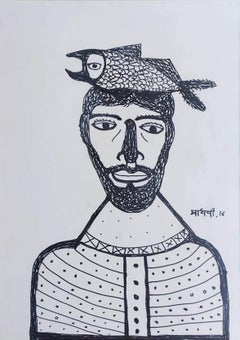 Untitled, Figurative, Ink on Paper by Modern Indian Manu Parekh "En stock"