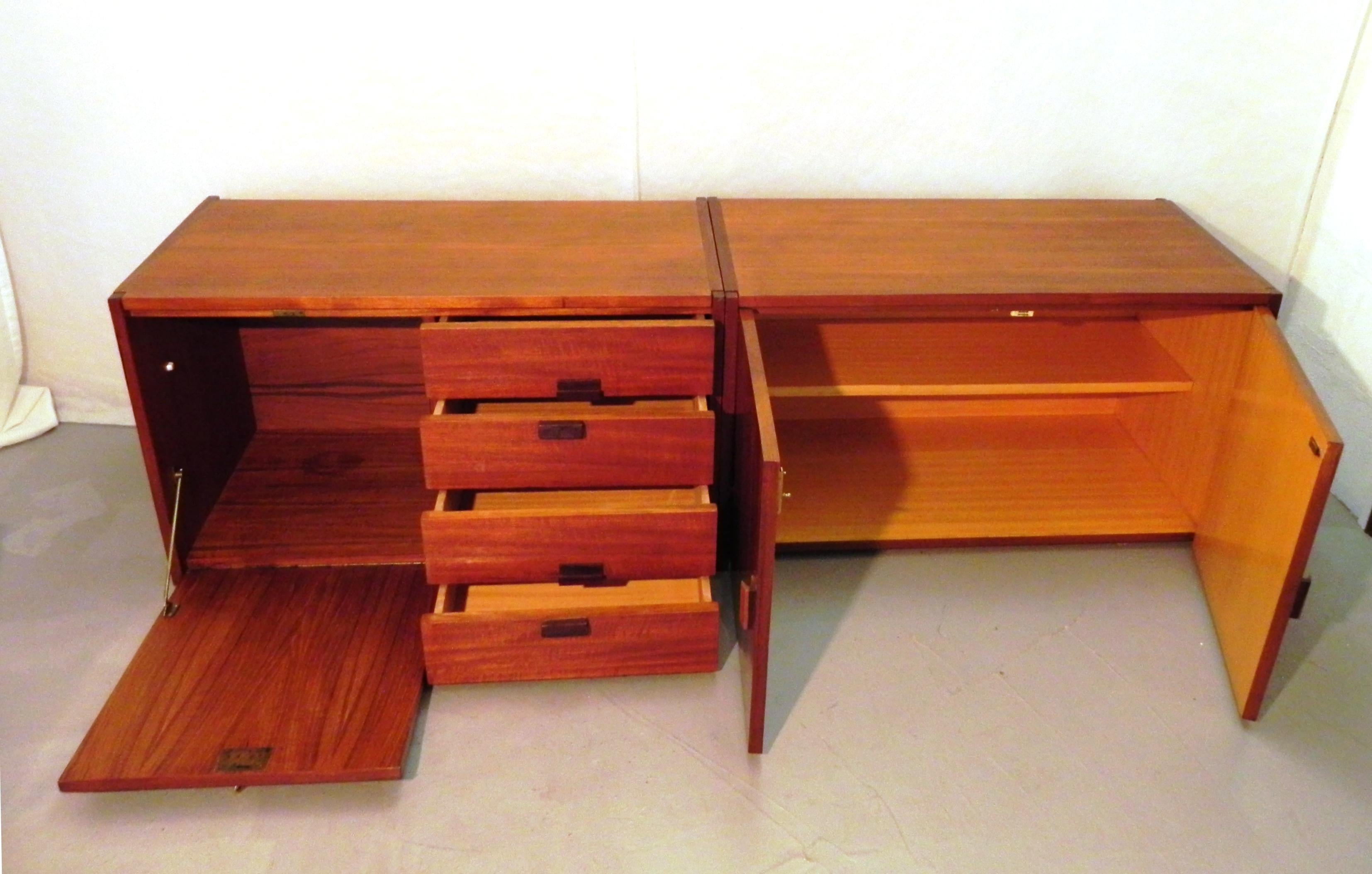 mahogany modular sideboard, 1960s For Sale 7