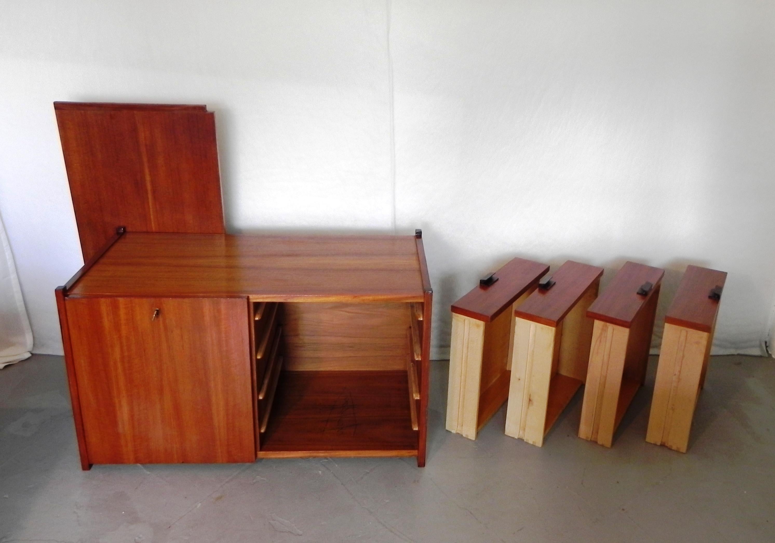 mahogany modular sideboard, 1960s For Sale 11